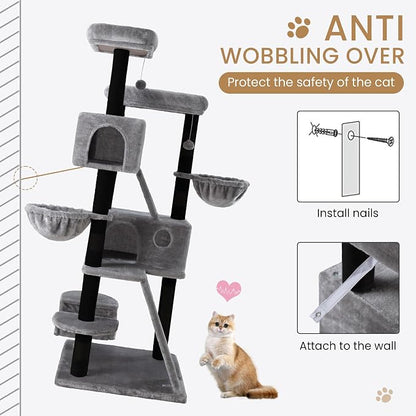 SHA CERLIN 65in Larger Cat Tree Tower Condo - Image 7