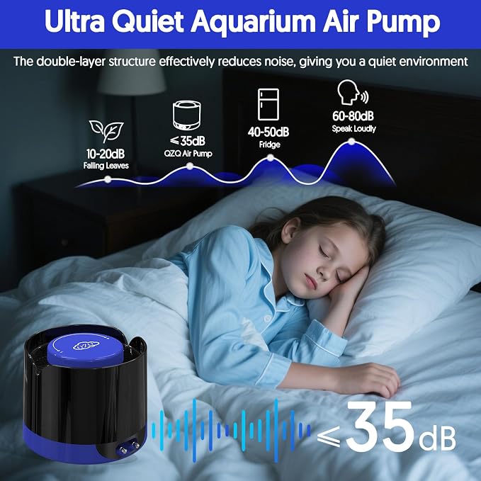 QZQ Aquarium Air Pump, Quiet Fish Tank Air Pump - Image 3