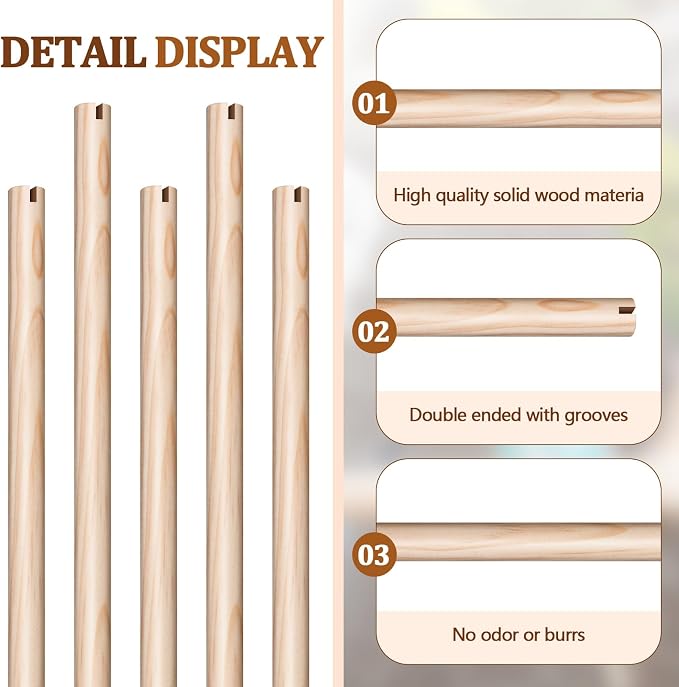 Sintuff 8 Pcs Bird Perches for Cage Accessories, Wooden Perch Rods Replacement - Image 3