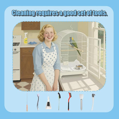 Bird Cage Cleaning Brush Tool Set, Bird Cage Cleaner, Suitable - Image 7
