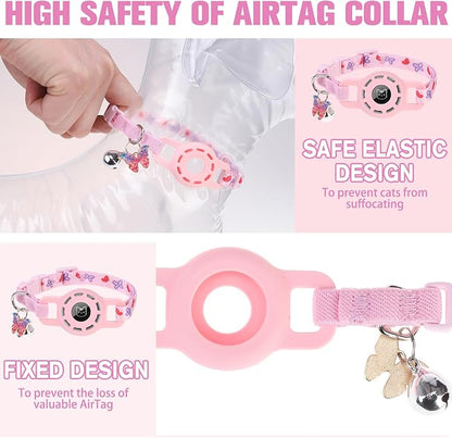 BINGPET AirTag Cat Collar with Bells, Upgraded Safety Elastic Cat Collar with - Image 2