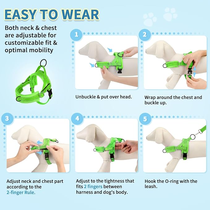SlowTon No Pull Small Dog Harness and Leash Set, Puppy Soft Vest Harness Neck & - Image 9