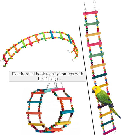 SunGrow Bird Ladder Bridge, 31x4 Inches, Raw Wood and Edible Dye, Suitable - Image 5