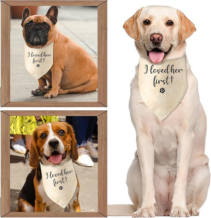 Engagement Gifts I Loved her First! Dog Bandana Pet Scarf Wedding Photo Prop - Image 4