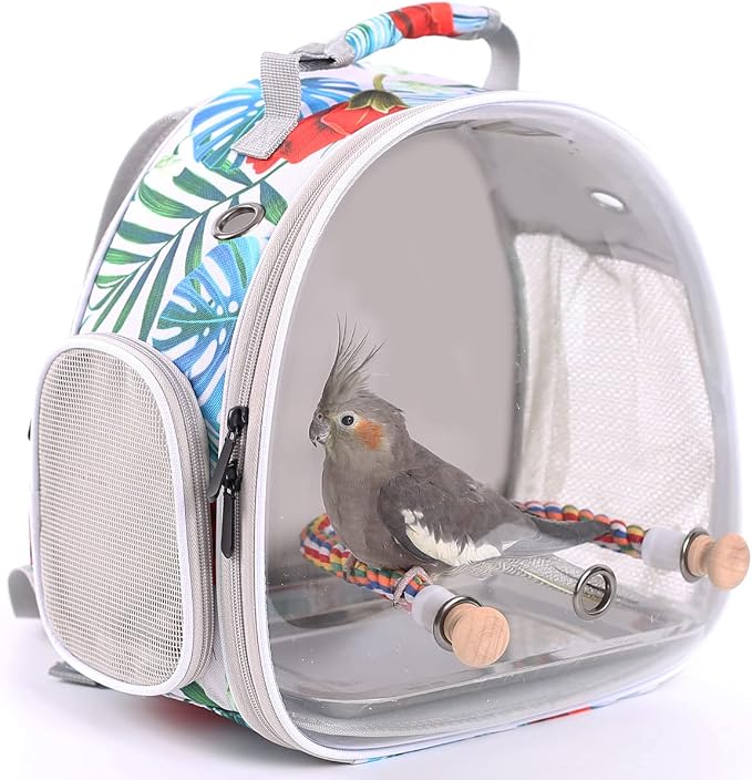 Bird Carrier Backpack with Rope Perch, Portable Bird Travel Carrier Backpack by ORIZZP