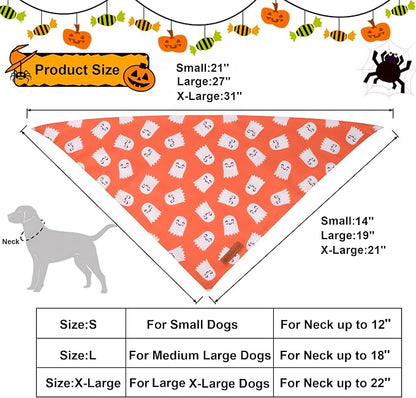 ADOGGYGO Halloween Dog Bandanas 2 Pack, Reversible Pumpkin Ghost Scarf - Image 4