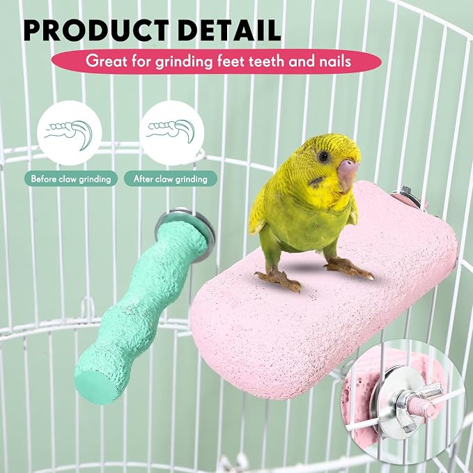 Soulchen 4 Pcs Bird Beak Grinding Calcium Stone Perches Large 4.8 Inch Parrot - Image 4