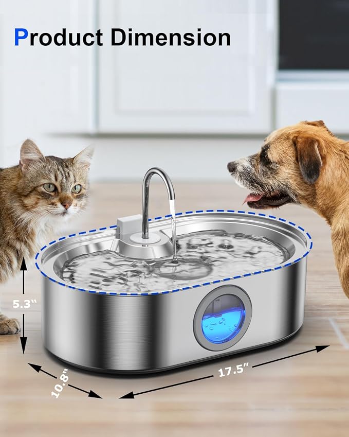 3.4Gal Dog Water Fountain for Large Dogs, 13L Stainless Steel Large Pet Fountain - Image 9