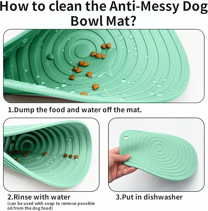 Fhiny 3PCS Silicone Pet Food Mat, 9.5" Round Waterproof Non-Slip Dog Cat Bowl - Image 6