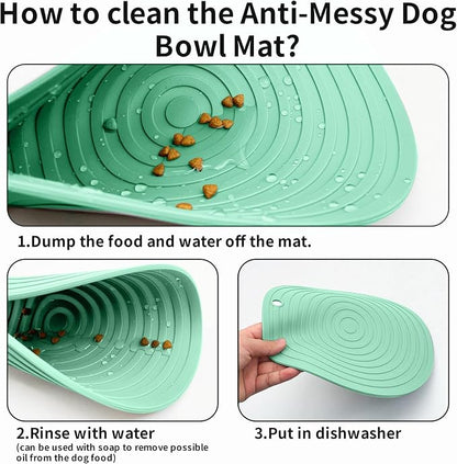 Fhiny 3PCS Silicone Pet Food Mat, 9.5" Round Waterproof Non-Slip Dog Cat Bowl - Image 6
