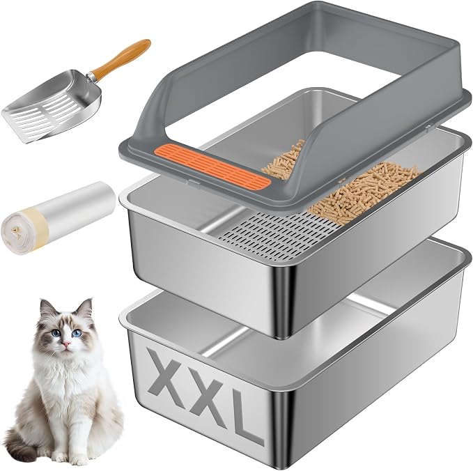 Stainless Steel Sifting Litter Box by Yoochee
