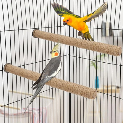Hypeety Bird Perch Stand Natural Wood Parrot Hemp Rope Perch Birdcage - Image 6