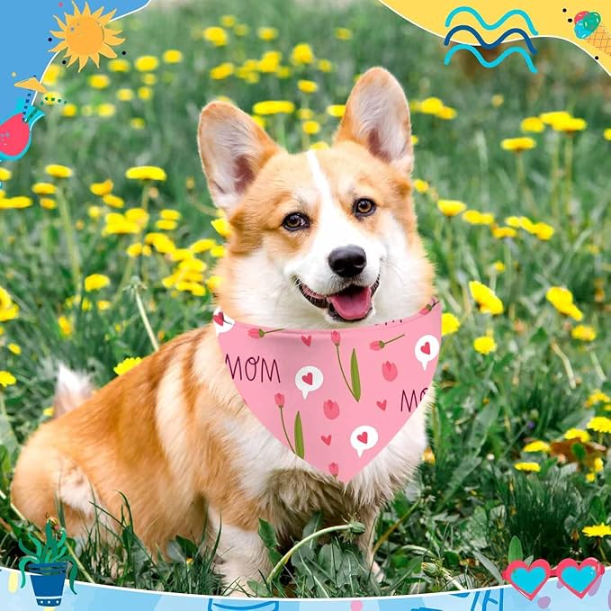 Mothers Day Dog Bandanas, 2 Pack Reversible Super Mom Pet Scarf - Image 6