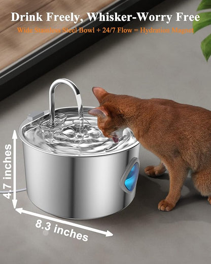 Cat Water Fountain Stainless Steel Large Capacity Automatic Water Dispenser - Image 6