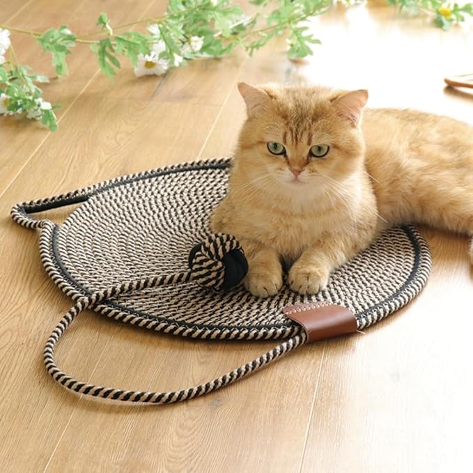 Cat Scratcher Mat, Natural Cotton Rope Cat Scratch Pad, 15.7'' Round Horizontal - Image 7