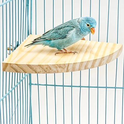 Bird Perch Platform Stand Wooden Parrot Perch Corner 5.9 Inches Fan Shape - Image 4