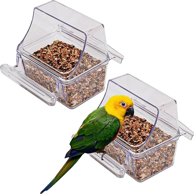 Mcage Lot of 4 Clear Transparent Bird Cage Birds Feeding & Watering Feeder Cups - Image 2