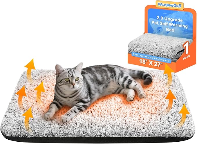 Self Warming Pet Bed for Cats & Dogs, Heated Pet Mat, 2.0 Upgraded Thermal Foil by WanpeeGoo