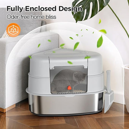XL Stainless Steel Corner Cat Litter Box - Image 4