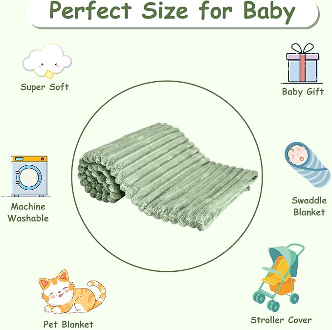 Soft Fleece Baby Blanket Ultra Cozy Green Baby Blankets - Image 7