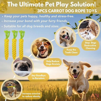 3PCS Yellow Woven Pet Chew Set, Puppy Teething Chews, Dog Chew Accessories - Image 3