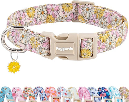 Faygarsle Floral Girl Dog Collar, Cotton Fabric by Faygarsle