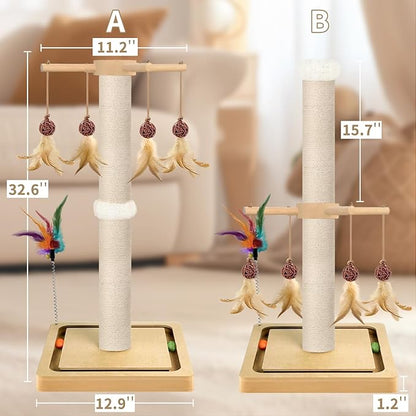Tall Cat Scratching Post, 33 Inches, Large Scratcher Tree Tower - Image 3