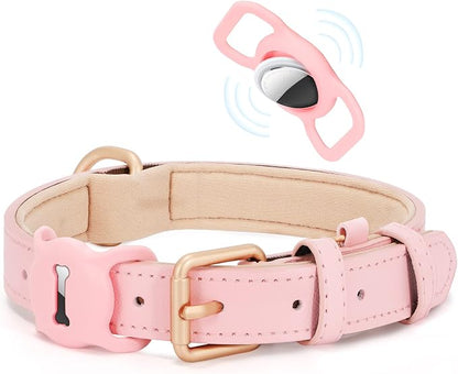 WHIPPY Airtag Leather Dog Collar GPS Tracker Air Tag Puppy Collar Adjustable by WHIPPY