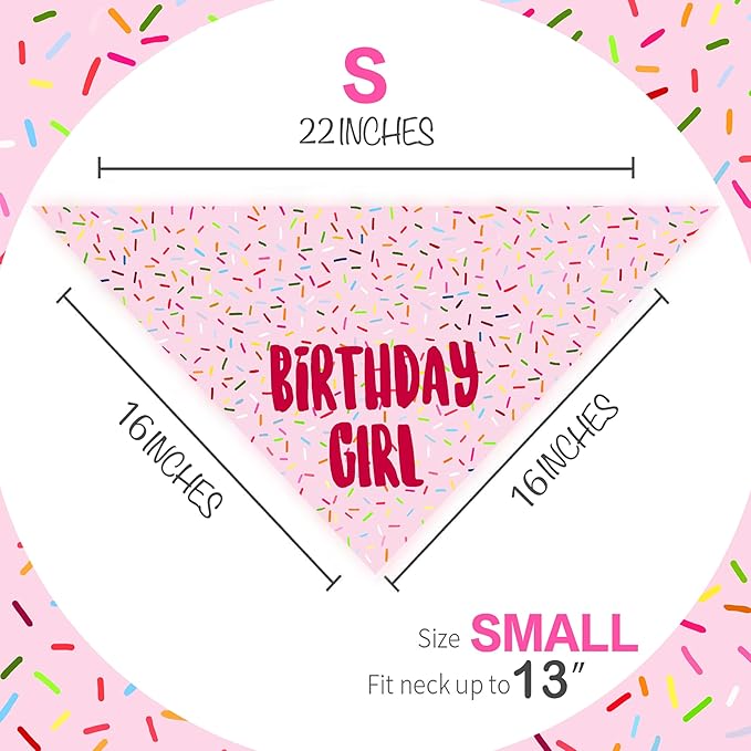 Birthday Girl Dog Bandanas 1 Pack, HBD Pet Scarves - Image 2