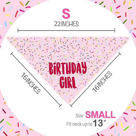 Birthday Girl Dog Bandanas 1 Pack, HBD Pet Scarves - Image 2
