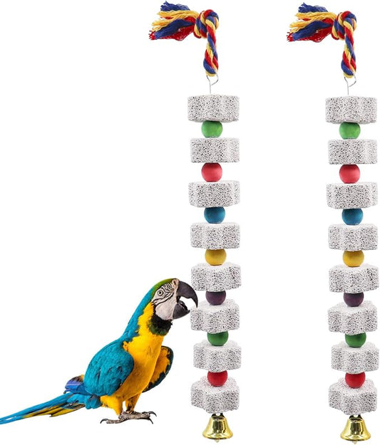 2 Pack Large Bird Chewing Toy, Parrot Beak Grinding Calcium Stone by Dnoifne