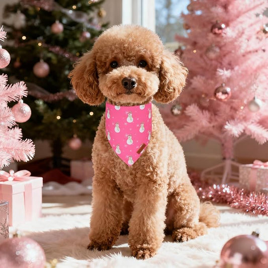 PTDECOR Christmas Dog Bandana, Santa Snowman Design Reversible Holiday Pet Scarf - Image 2