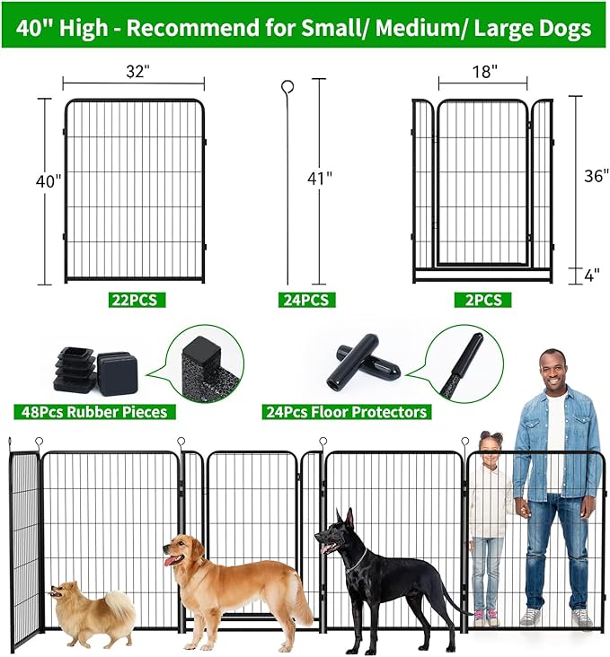 Dog Playpen Outdoor Extra Wide 24 Piece Panels Heavy Duty Dog Fence 40" Height - Image 4