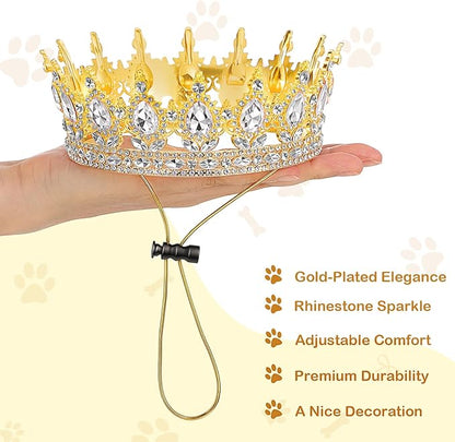 Abbylike Pet Rhinestone King Crown, Queen Crown - Image 3