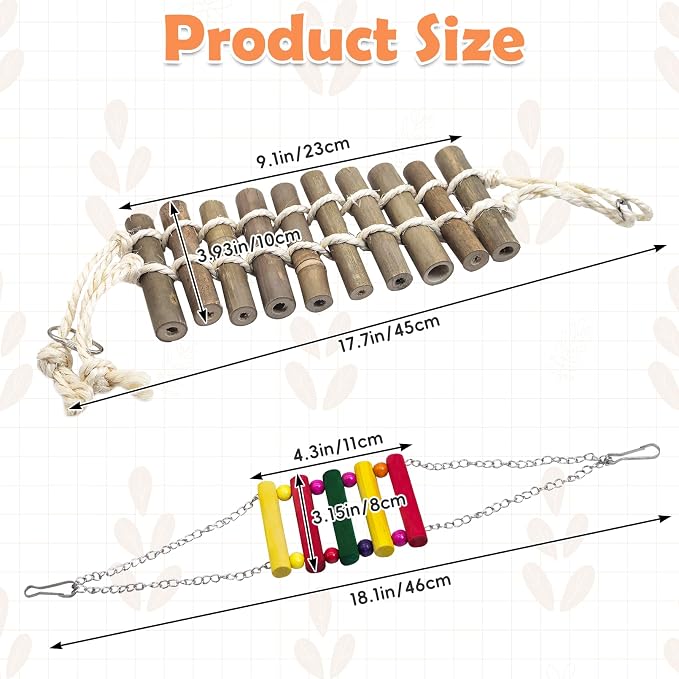 PINVNBY 2PCS Bird Ladder Bridge, Bamboo Bird Toys - Image 2