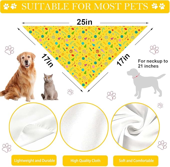 Birthday Dog Bandanas, Double Side Reversible Large Pet Bandanas, Celebration - Image 3