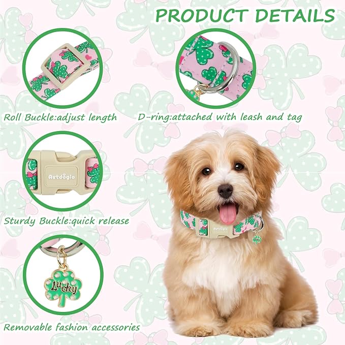 St. Patrick's Day Dog Collar, Adjustable Spring Cotton Collars Gifts - Image 3