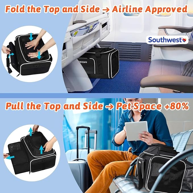 Petskd Top and Side Expandable Pet Carrier 18x13x9.5 Inches Southwest Airline - Image 2