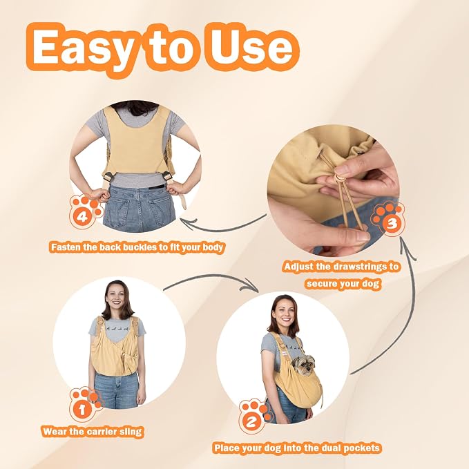 Dog Sling Carriers for Small Dogs, Carrier Sling for Cats and Puppy, Carrying - Image 5