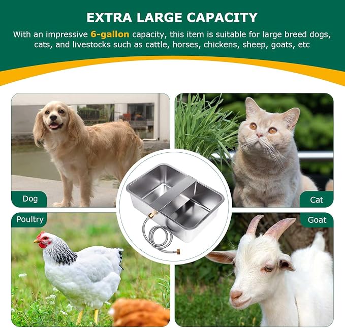 6 Gal Automatic Dog Water Bowl Dispenser Stainless Steel Dog Waterer - Image 8