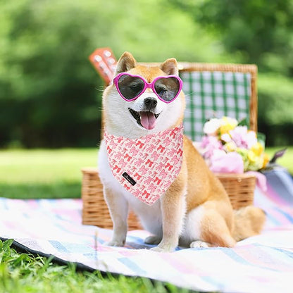 ARING PET Valentine's Day Dog Bandana, Cute Pink Bow Pet Bandanas Scarf - Image 3