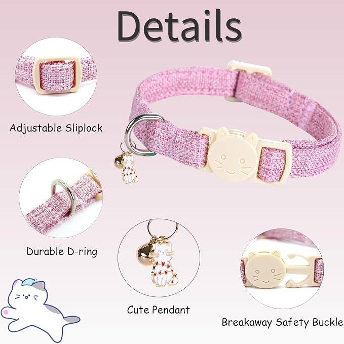 Cat Collar-2 Pack Cat Collar Blue and Pink Linnet - Image 3