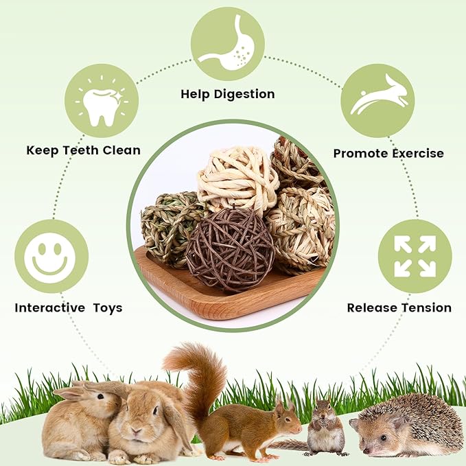 VESPRO Bunny Chew Grass Balls, Rolling Chew Toys - Image 4