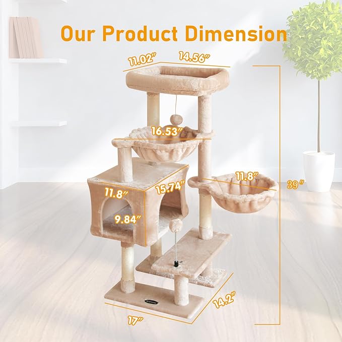 KIYUMI Cat Tree Cat Tower Condo - Image 2