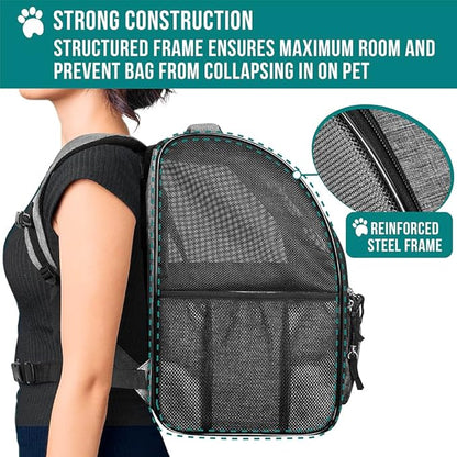 PetAmi Dog Backpack Carrier for Small Large Cat, Ventilated Pet Hiking Backpack - Image 6