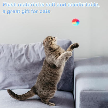 KALIONE 30 Pcs Soft Plush Cat Ball 1.2-inch Rainbow Cat Toy Balls Fuzzy Kitty - Image 4