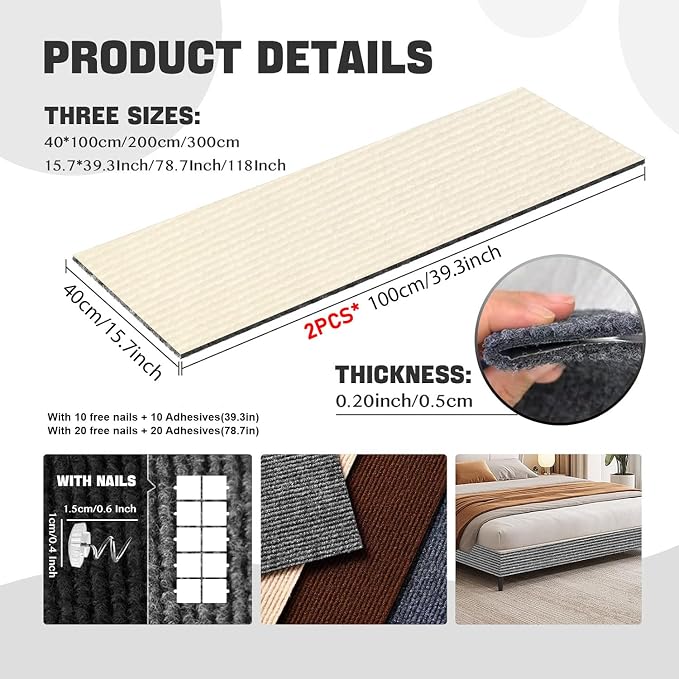 Cat Scratch Couch Furniture Protector, Adhesive Cat Scratch Pad Deterrent - Image 2