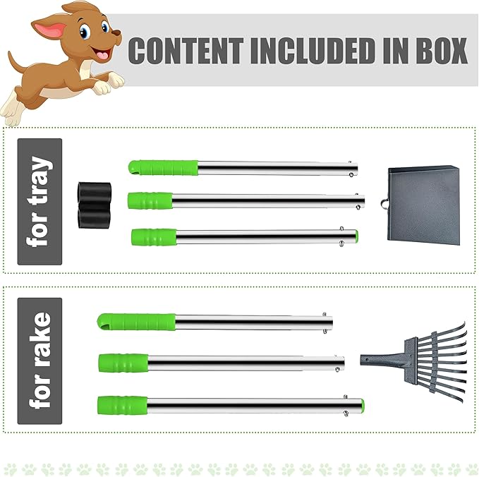Niubya Pooper Scooper for Dogs, Metal Poop Scooper Tray and Rake Set - Image 5