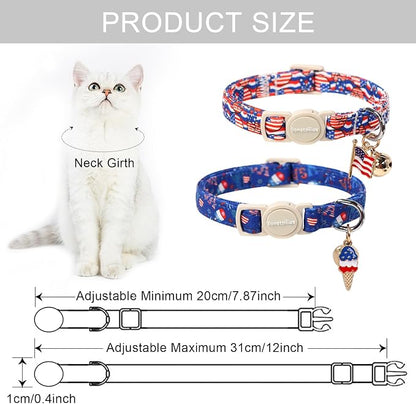 Lionet Paws 2pcs Pack 4th of July Cat Collar, Summer Cat Collars - Image 5