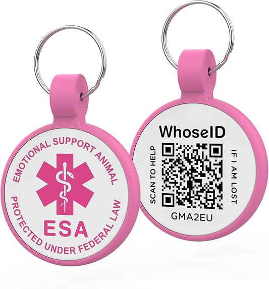 ESA Dog Tag, QR Code Dog Tag, Modifiable Free Pet Online Profile, Scannable QR by WhoseID